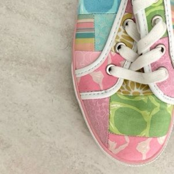 COACH VINTAGE PATCHWORK CANVAS AND LEATHER SNEAKERS - Picture 12 of 12